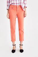 Bayan Turuncu Düşük Bel Slim Boyfriend Pantolon