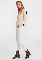 Bayan Beyaz Düşük Bel Slim Boyfriend Pantolon