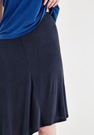 Bayan Siyah Yumuşak Dokulu Asimetrik Kesim Etek