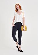 Bayan Siyah Yumuşak Dokulu Büzgü Detaylı Pantolon