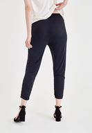 Bayan Siyah Yumuşak Dokulu Büzgü Detaylı Pantolon