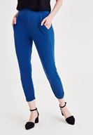 Bayan Lacivert Yumuşak Dokulu Büzgü Detaylı Pantolon
