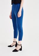 Bayan Lacivert Yumuşak Dokulu Büzgü Detaylı Pantolon