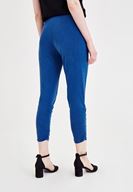 Bayan Lacivert Yumuşak Dokulu Büzgü Detaylı Pantolon