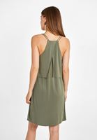 Bayan Yeşil Yumuşak Dokulu V Yaka Elbise