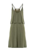 Bayan Yeşil Yumuşak Dokulu V Yaka Elbise