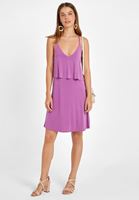 Bayan Lila Yumuşak Dokulu V Yaka Elbise