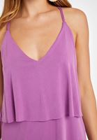 Bayan Lila Yumuşak Dokulu V Yaka Elbise