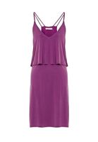 Bayan Lila Yumuşak Dokulu V Yaka Elbise