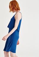 Bayan Lacivert Yumuşak Dokulu V Yaka Elbise