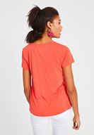 Bayan Kırmızı Yumuşak Dokulu V Yaka Basic Tişört