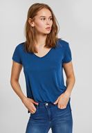 Bayan Lacivert Yumuşak Dokulu V Yaka Basic Tişört
