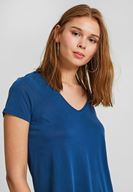 Bayan Lacivert Yumuşak Dokulu V Yaka Basic Tişört