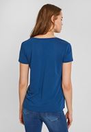 Bayan Lacivert Yumuşak Dokulu V Yaka Basic Tişört