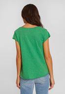 Bayan Yeşil V Yaka Kısa Kollu Pamuk Tişört