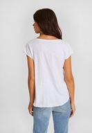 Bayan Beyaz V Yaka Kısa Kollu Pamuk Tişört