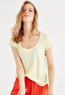 Bayan Sarı U Yaka Basic Tişört