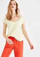 Bayan Sarı U Yaka Basic Tişört