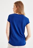 Bayan Lacivert U Yaka Basic Tişört