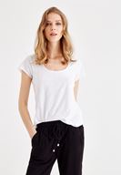 Bayan Beyaz U Yaka Basic Tişört