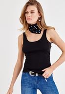 Bayan Siyah Kalın Askılı Pamuk Atlet