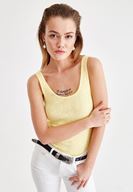 Bayan Sarı Kalın Askılı Pamuk Atlet