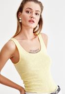 Bayan Sarı Kalın Askılı Pamuk Atlet