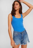 Bayan Mavi Kalın Askılı Pamuk Atlet