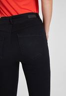 Bayan Siyah Yüksek Bel Dar Paça Çift Düğme Detaylı Pantolon