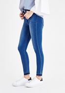 Bayan Lacivert Yüksek Bel Dar Paça Çift Düğme Detaylı Pantolon