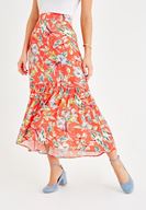 Bayan Çok Renkli Çiçek Baskılı Etek