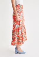 Bayan Çok Renkli Çiçek Baskılı Etek