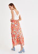 Bayan Çok Renkli Çiçek Baskılı Etek