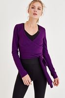 Bayan Mor Bağlama Detaylı Kruvaze Bluz