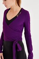 Bayan Mor Bağlama Detaylı Kruvaze Bluz