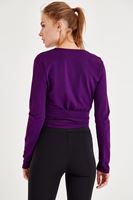 Bayan Mor Bağlama Detaylı Kruvaze Bluz