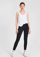 Bayan Siyah Düşük Bel Detaylı Tayt Pantolon