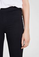 Bayan Siyah Düşük Bel Detaylı Tayt Pantolon