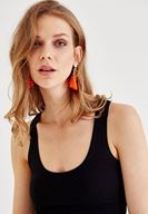 Bayan Siyah U Yaka Kalın Askılı Bluz