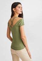 Bayan Yeşil Sırtı Biye Detaylı Tişört