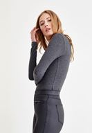 Bayan Füme Kare Yaka Uzun Kollu Tişört