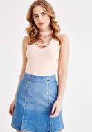 Bayan Pembe Yakası Çapraz Biye Detaylı Atlet