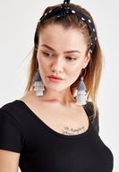 Bayan Siyah U Yaka Pamuk Tişört