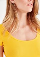 Bayan Sarı U Yaka Pamuk Tişört