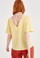 Bayan Sarı Sırt Detaylı Keten Bluz