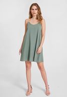 Bayan Yeşil Çift Askılı Elbise