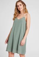 Bayan Yeşil Çift Askılı Elbise