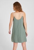 Bayan Yeşil Çift Askılı Elbise