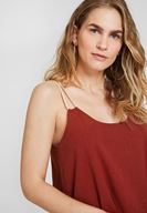 Bayan Bordo Çift Askılı Elbise