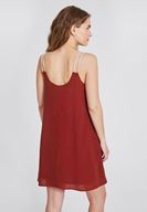 Bayan Bordo Çift Askılı Elbise